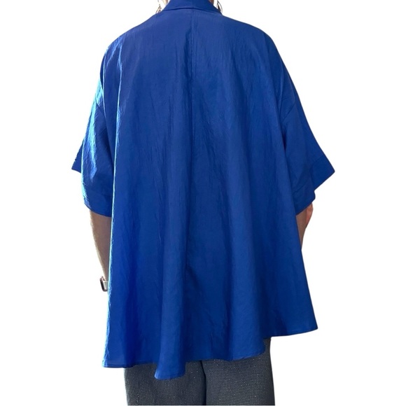 Vintage EStewart Blue Crinkle Drape Art Teacher Lagenlook Statement Kimono - Picture 3 of 8